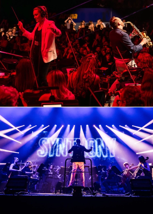Aufführung des Synthesis-Orchesters in der Uber Arena Berlin im Rahmen der Synthony Europa Tour 2026.
